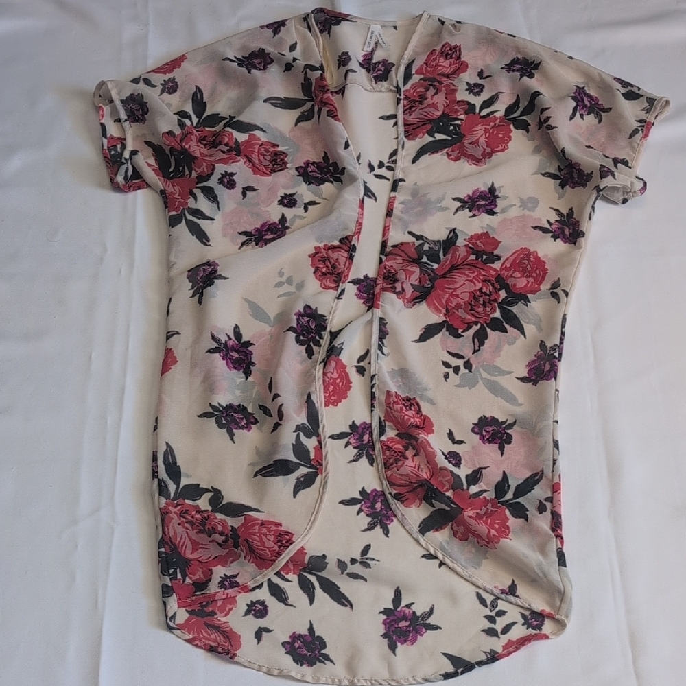 Live 4 Truth Floral Cardigan Sheer Pink and Cream